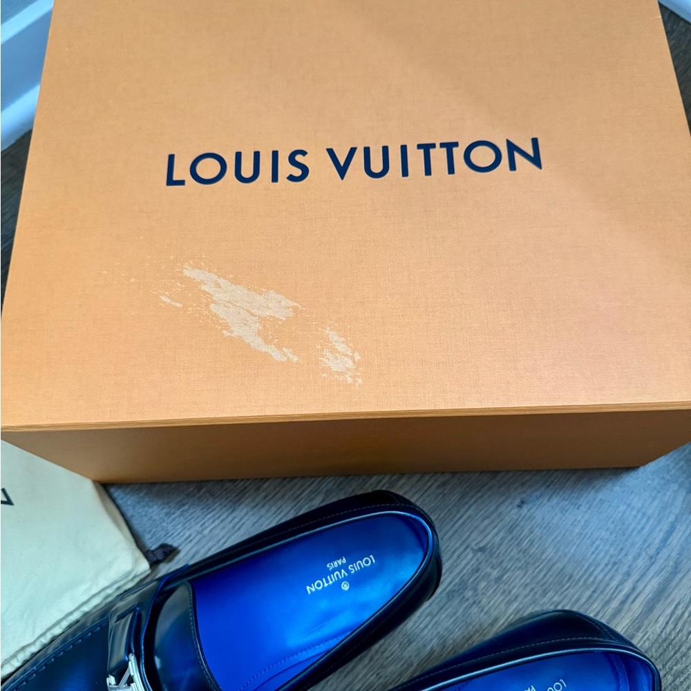 Louis Vuitton Deep Blue Leather Slip-Ons - Picture 11 of 12